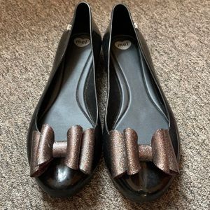 Mel Rubber Flats with multi glitter bow